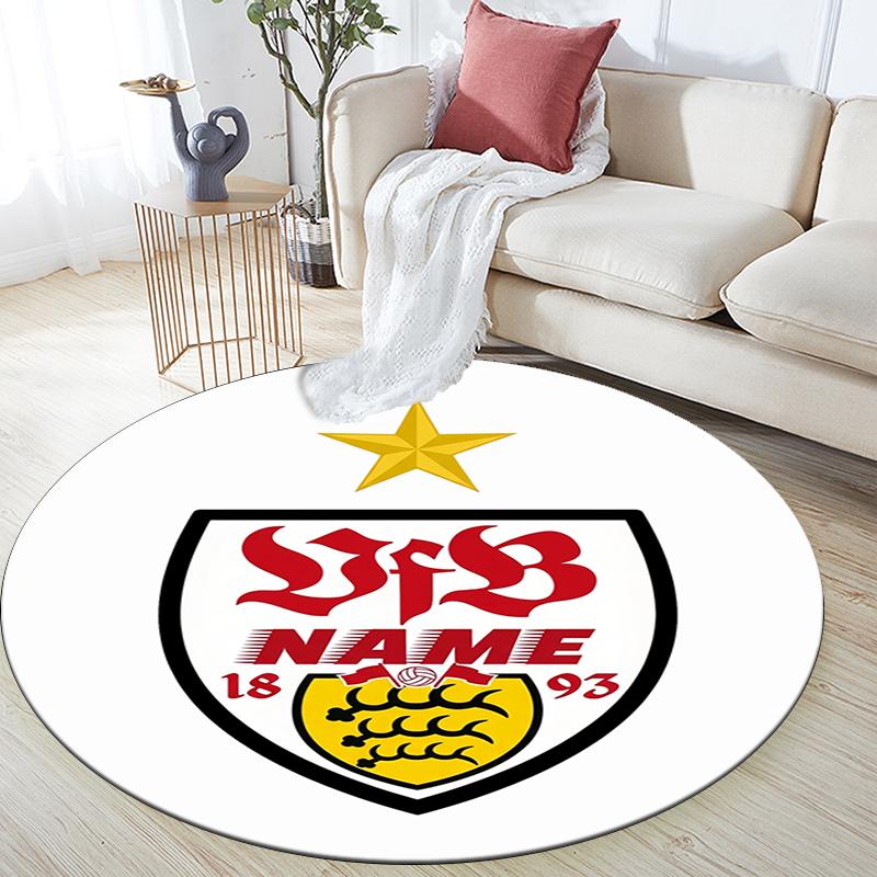 Custom Name,VfB Stuttgart pattern round rug,Carpet Rug for Living Room Bedroom Playroom ,Non-slip Floor Mat,Holiday Gifts and Birthday Gifts.