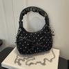 Polyester Women Shoulder Bag Bowknot Decor Polka Dot Pattern Handheld Purse Korean Style Ladies Handbag Street Matching