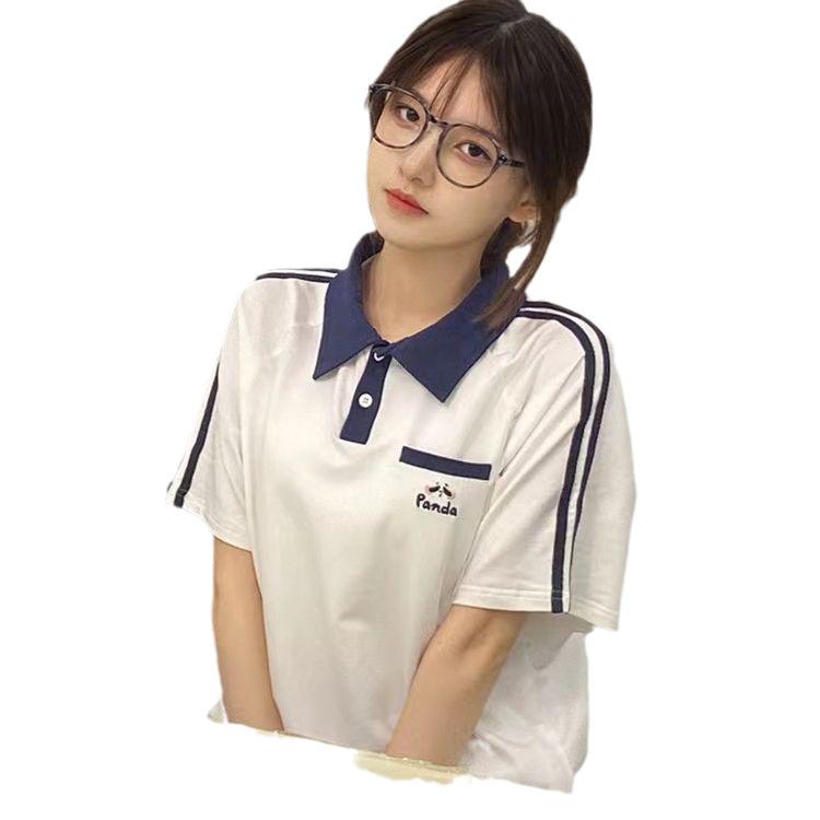 Women's Summer College-Style Polo Collar Shorts Set - Sweet, Fresh, Cute, Casual, Versatile Two-Piece Ensemble