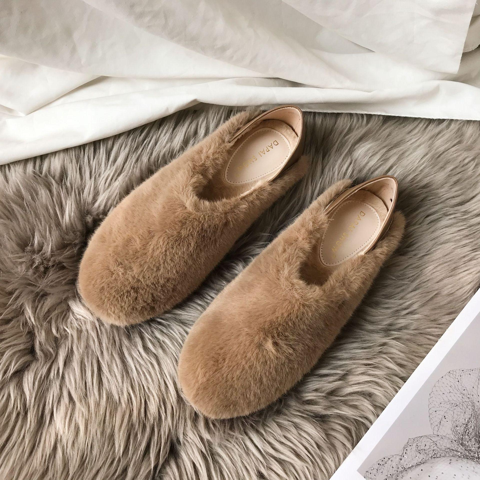 

Женская зимняя обувь, роскошные горячие теплые домашние мокасины для дома, женские тенденции 2024 года, удобные туфли на плоской подошве, повседневные уличные зимние туфли с мехом 39 коричневый