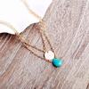 Accessories, Vintage Minimalist Women's Accessories, Double-layered Geometric Teardrop Turquoise Sequined Necklace