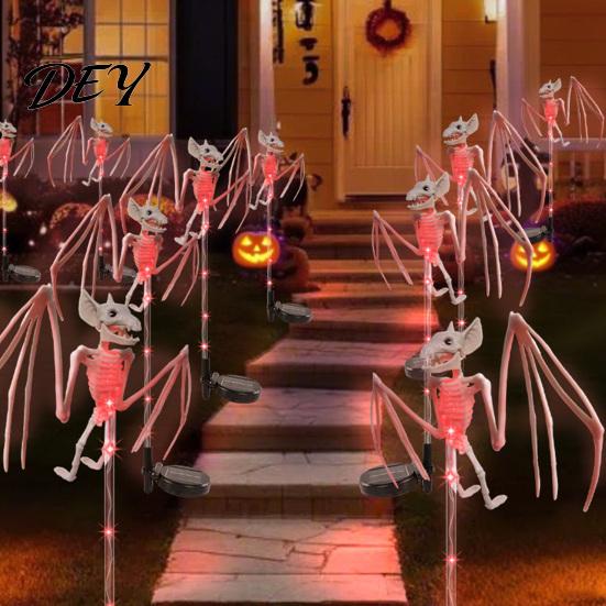 Creepy Halloween Yard Accessories Solar Bat Garden Lights, Realistic Skeleton Pathway Decor, Waterproof LED Decorations Spooky Stake Light for Outdoor