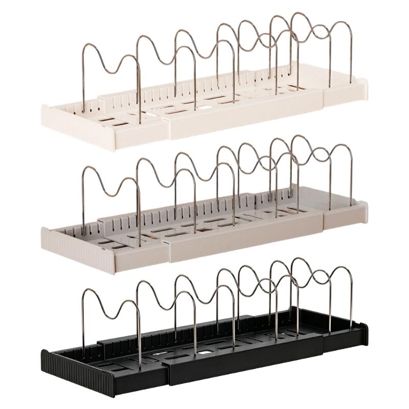 Expandable Pan Organizers Kitchen Cabinet Organizer with Multiple Divider Positions for Kitchen Cabinets, Countertops, and Under-Sink Storage
