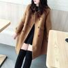 Women Fall Winter Trench Coat Double-breasted Thick Warm Vintage Woolen Mid Length