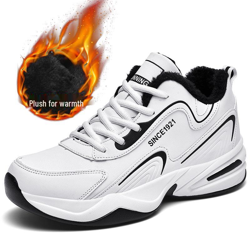 

Чоловіче водонепроникне шкіряне спортивне взуття: Осінньо-зимовий білий, протиковзкий, зносостійкий для молодших школярів 46