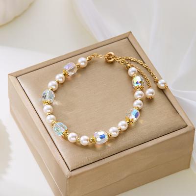 Colorful Crystal Beads Beaded Pearl Bracelet for Wedding Party Bracelet Bohemian Women Jewelry Fashion Gift