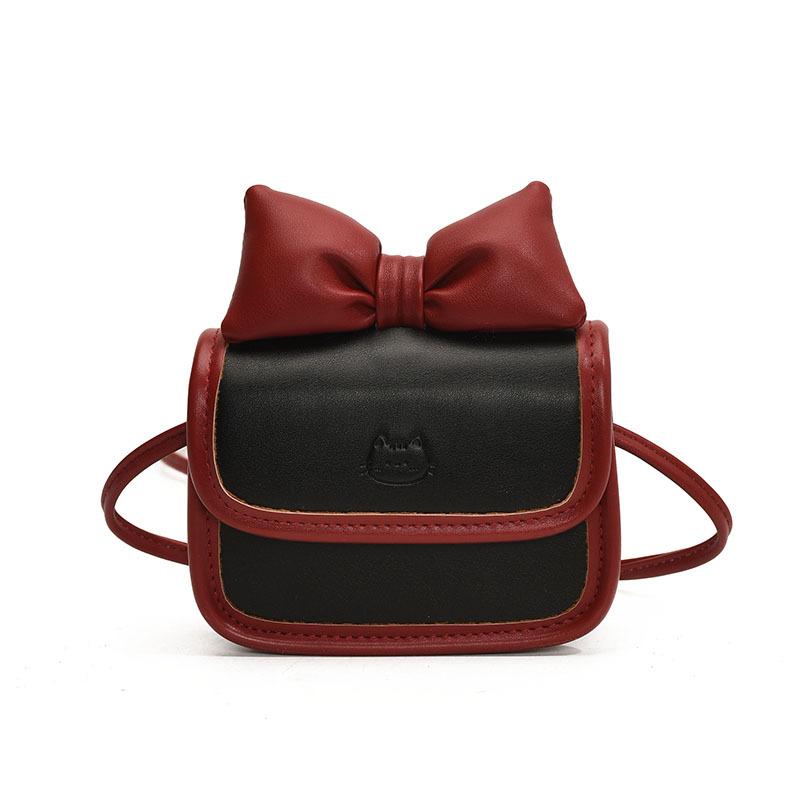 2025 Spring New Contrasting Color Bag Fashionable Sweet Style Girl Bow Shoulder Messenger Bag Mini Change Bag