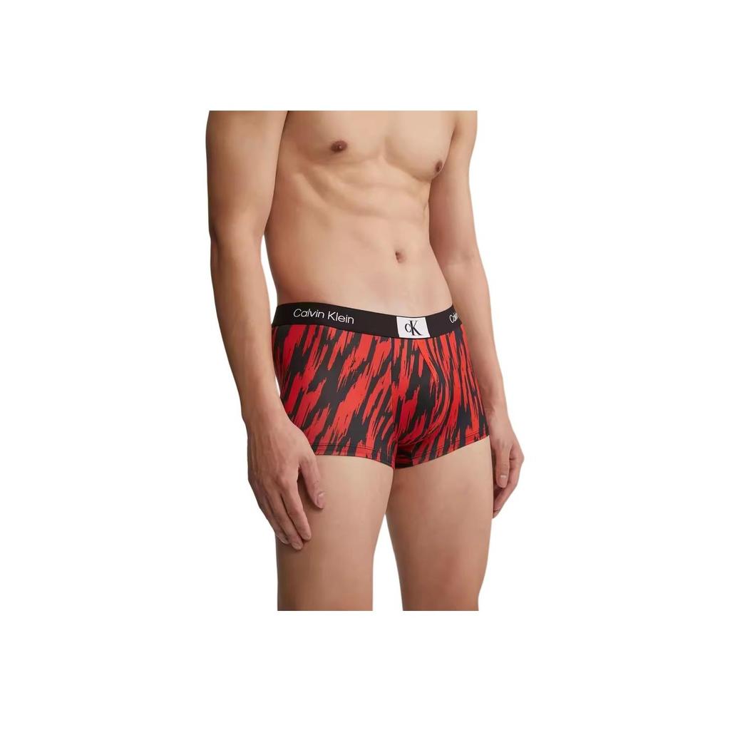 Calvin Klein CK96 Series Small Square Letter Anti-Clamp Hip Boxer Shorts Men Underwear Blush-Red NB3406ACN