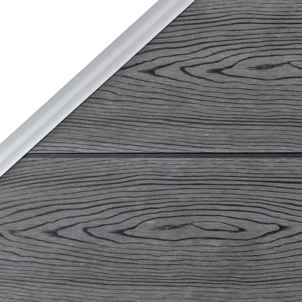 WPC Fence Set 4 Square Panels + 1 Diagonal Panel 792 X 186 Cm Grey