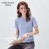 Women's Elegant Linen Blend Hollow Knit Short Sleeve Top
