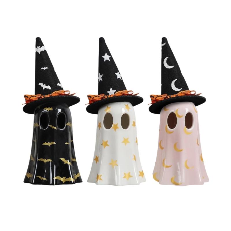 Scary Ghosty Statues Figurines with LED Lights for Front Porch Yard Garden Ghosty Halloween Decor Halloween Decorations