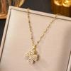 Rotatable Sunflower Pendant Necklace U Geometric Titanium Steel Light Luxury