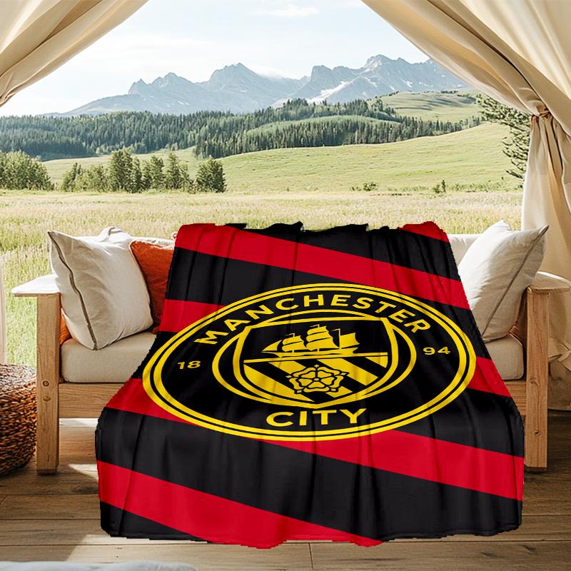 1PZ Coperta Morbida in Flanella Stampata Manchester City F.C. Plaid per Camera da Letto Adulto Salotto Divano Campeggio Viaggio Regali per Fan Regali di Natale