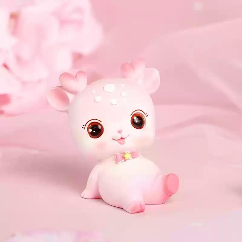 

Ins Girl Heart Cute Deer Resin Car Cake Decoration Couple Gift Doll Handmade Healing Small Ornament Pink Birthday Gift ornament