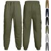 Autumn and Winter Fleece Men's Overalls Spliced Multi-pocket Drawstring Sports Casual Jogging Pants