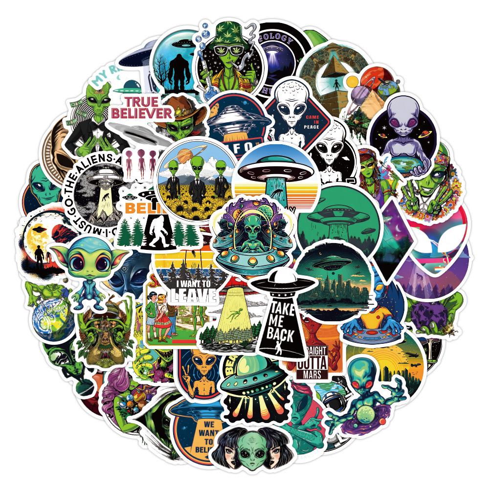 

62 Alien Graffiti Stickers: Waterproof Decor for Phones, Computers, Water Cups, and Notebooks