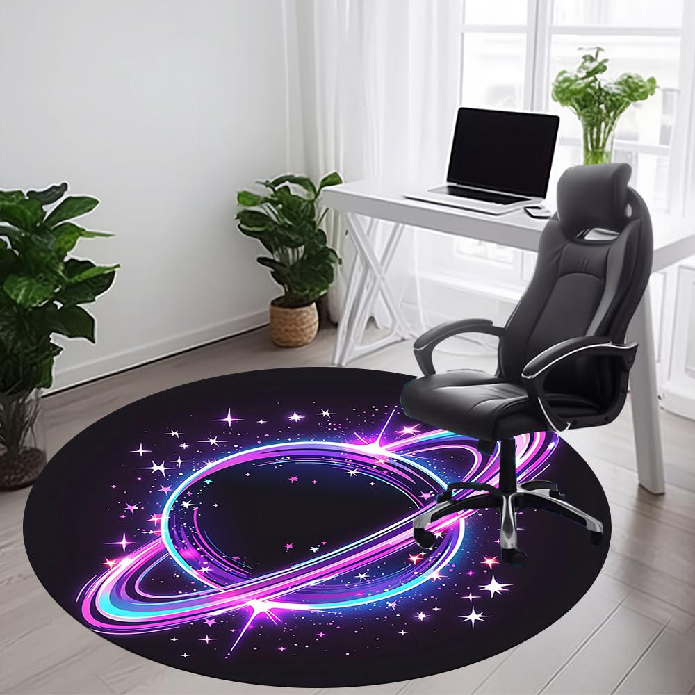1pc Galaxy Rings Office Round Area Rug,  Mat Suitable ForOffice, Under Office Chairs Bedroom Living Room Home Decor, Room Deco