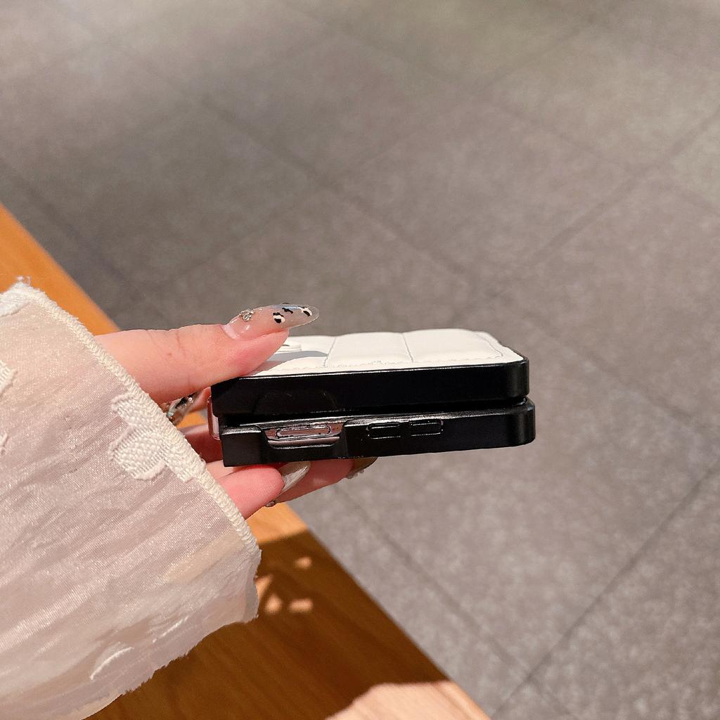 For Oppo Find N3 Flip 5G Case Down Jacket Style Rhinestone Decor Ring Holder Leather Coated PC Phone Cover