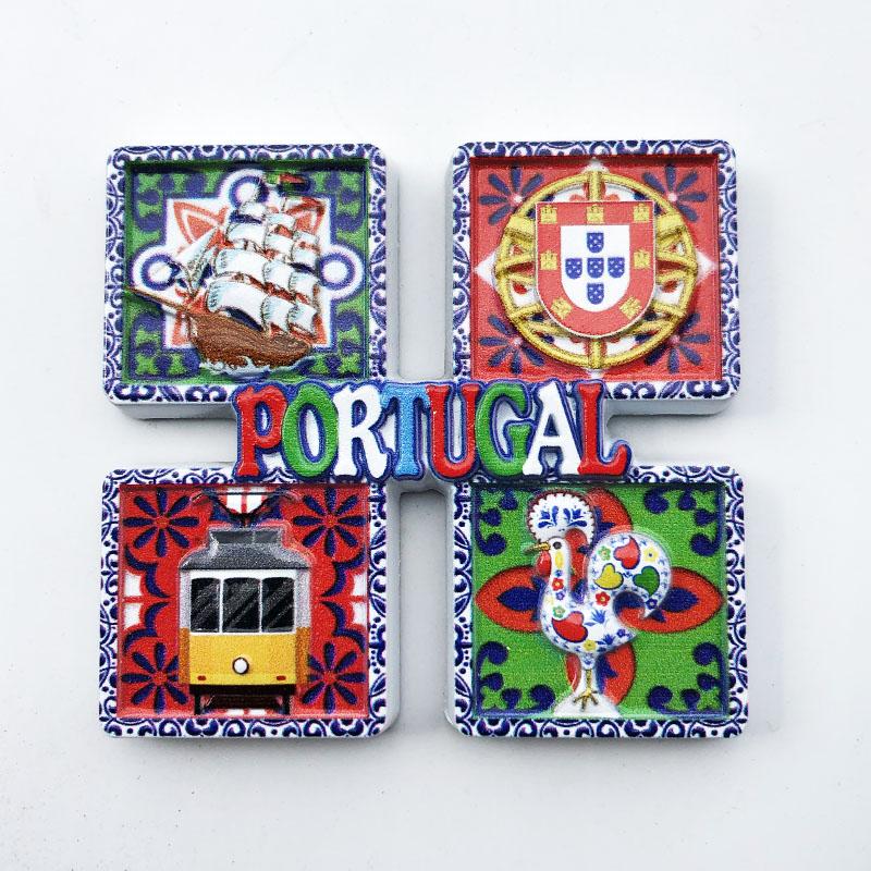 Portugal Fridge Magnets Creative Mosaic Lisbon Cock Tourist Souvenirs Refrigerator Magnetic Stickers Wedding Gifts