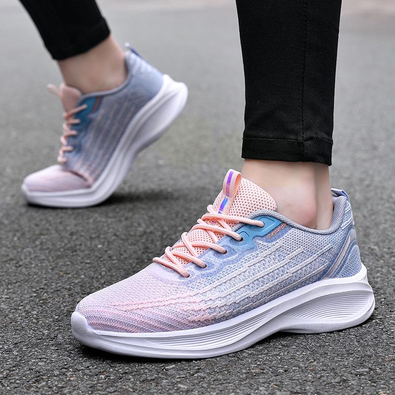 Shoes Spring and Autumn New Soft-soled Lightweight Sports Shoes Mesh Breathable Thick-soled Heightening Casual Running Shoes