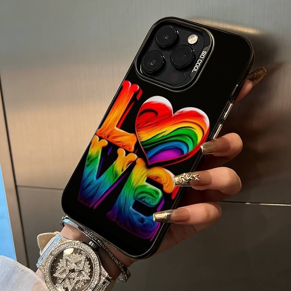 Lesbian LGBT Rainbow Pride For iPhone 17 16 15 14 13 12 11 Pro Max XS  17 Air Silicone Colored Silver Bumper Cover