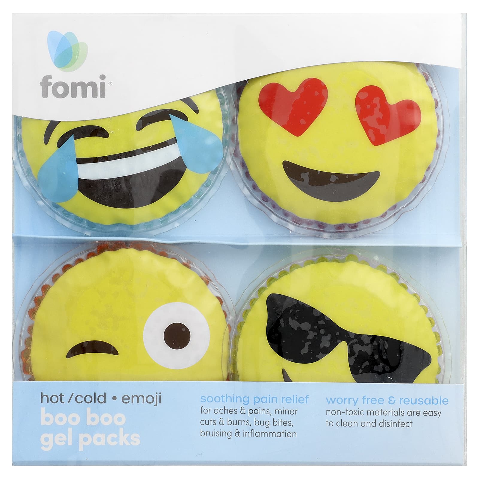 

FOMI, Hot/Cold Couple Gel Pack, Emoji, 4 Pack