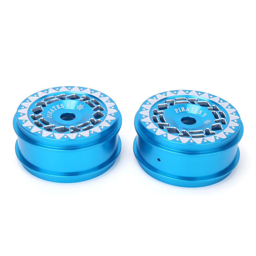 2Pcs Aluminium Alloy RC Car Wheel Hubs with Triangular Trim Fit for 1 8 Drifting CarBlue