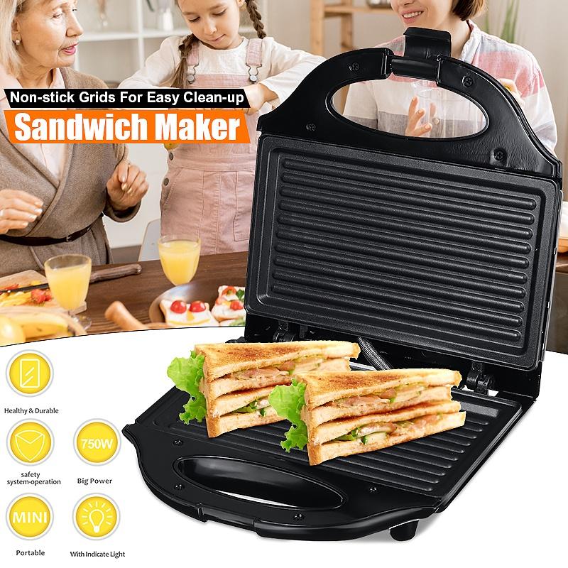 750W 220-240V Sandwich Maker Toaster Maker Machine 50-60HZ Bubble Egg Cake Oven Breakfast Toast Machine Barbecue Steak Stainless Steel 220-240V