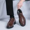 Large Size Crocodile Pattern Men's Low-top Lace-up Leather Shoes Four Seasons New Business Dress Groom Wedding Shoes