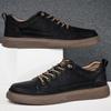 Lässige Lederschuhe Herren Echtes Leder Herren Sneakers Bequeme Schnürschuhe Solide Herren Sneakers Mode Tägliche Skateboardschuhe