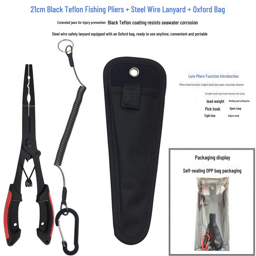 Black Teflon Eagle Beak Fishing Pliers: Multi-functional Hook, Line Cutter & Fish Control Tool