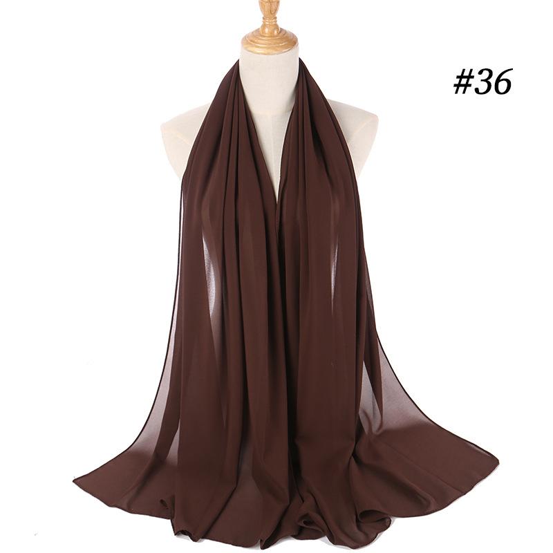 Muslim Plain Bubble Chiffon Hijab Scarf Women Scarves Long Shawls And Wraps Head Scarf Solid Color Soft Silk Feeling Headband