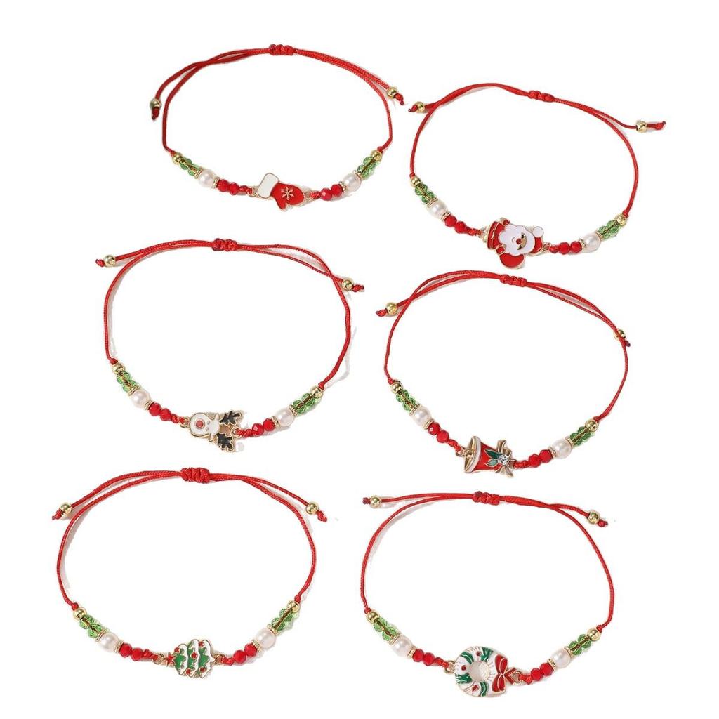 Festive Snowflake Bell Beaded Bracelet - European & American Style