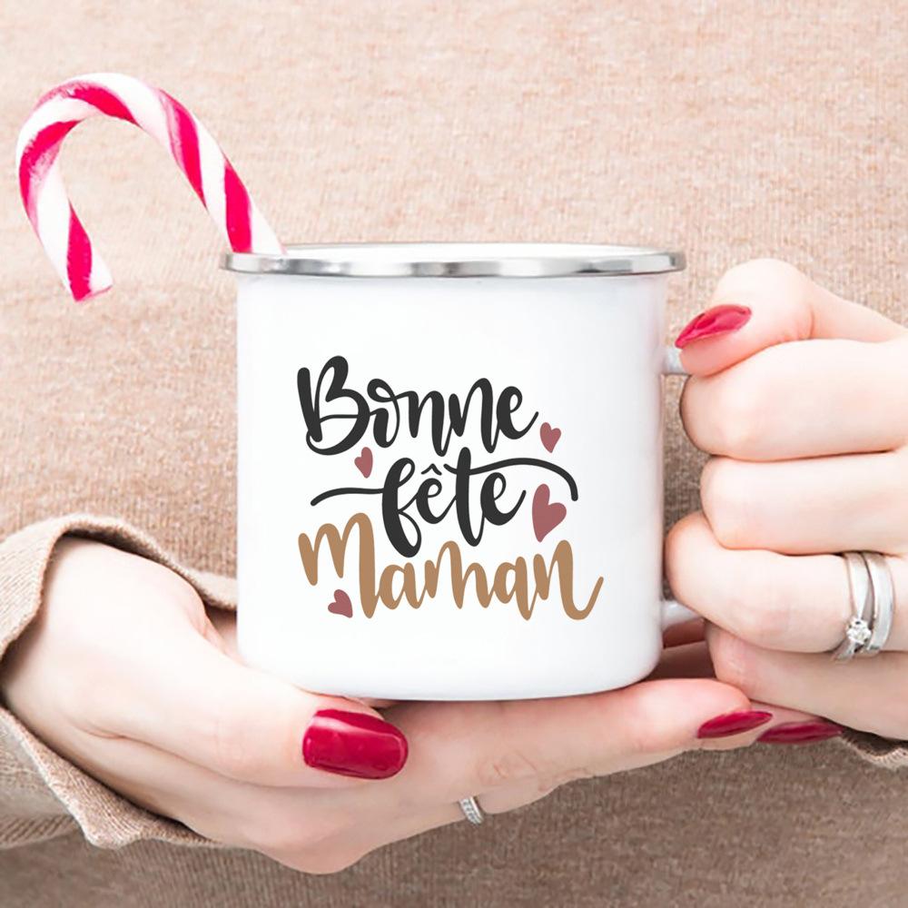 Creative Coffee Cups I Love You Mama Print Enamel Mug Camping Mugs Retro Handle Drinkware The Best Mother's Day Gifts for Women