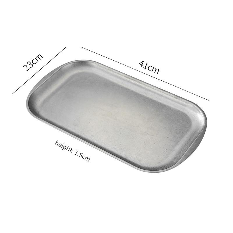 Retro klassische 304 edelstahl rechteckige platte kaffee shop tablett lagerung bbq geschirr teller und schüsseln essteller