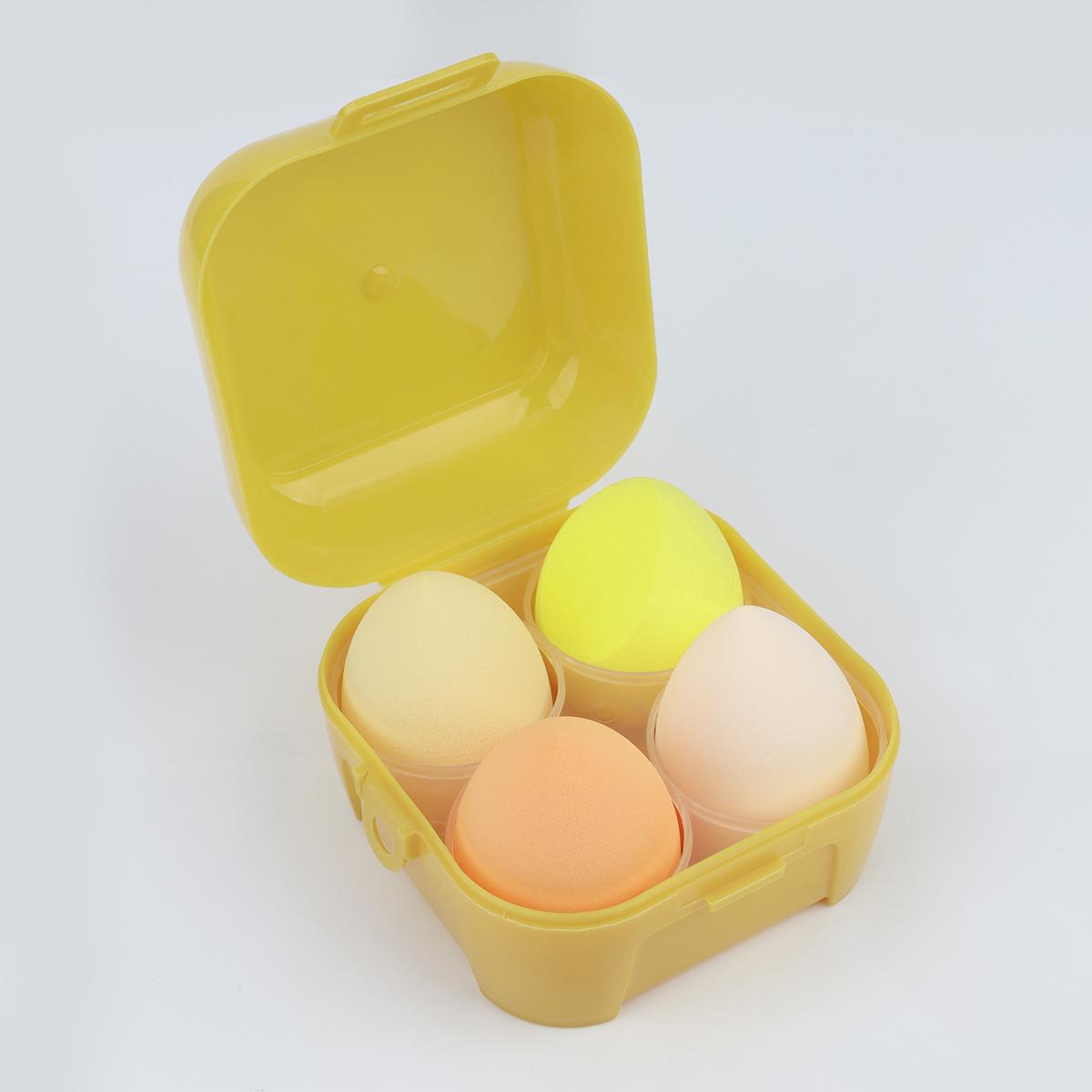 Universal Makeup Sponge Set Foundation Blending Sponge, Flawless Liquid, Cream & Powder, Multi-Color Makeup Sponge with Storage жёлтый