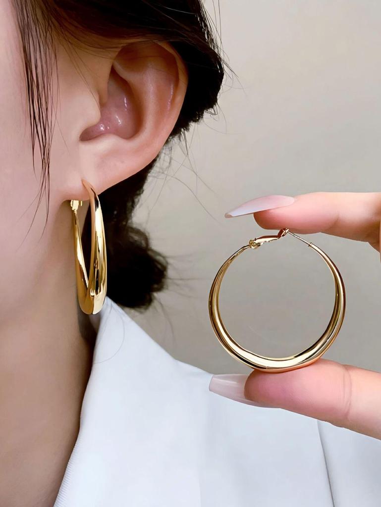 Kayi Elegante versilberte Kupfer-Creolen - Luxus-Stil für Frauen, perfekt für den täglichen Gebrauch oder Partys