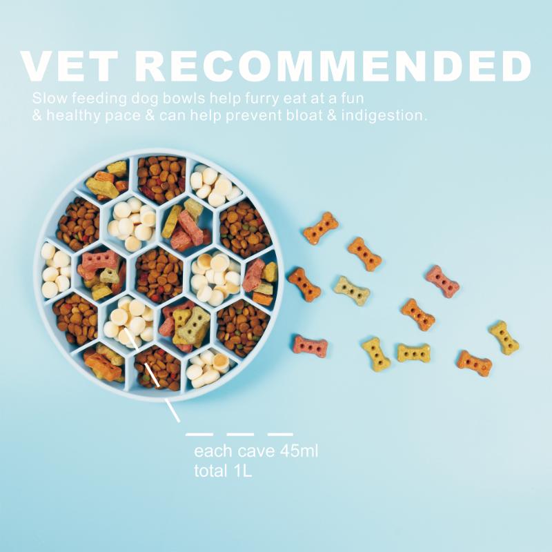 Pet Dog Slow Feeder Puppy Silicone Suction Cup Honeycomb Slow Food Bowl Slow Down Eating Feeder Food Training Bowl
