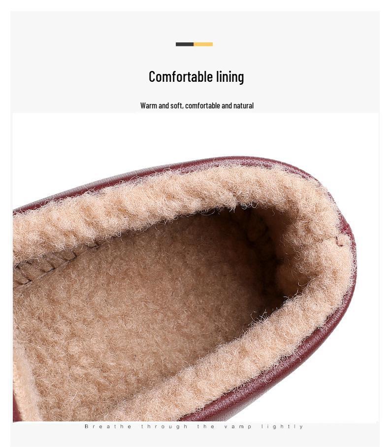 Women's Fleece-Lined Slip-On Leather Boots: Warm, Versatile Short Boots for All Ages