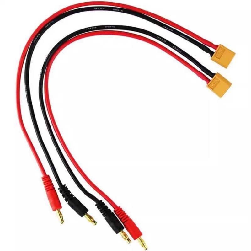 14AWG Silicone Charging Cable XT60 To 4mm Bullets Connectors 30cm Length For Car Models And Hobbys DIY Projects