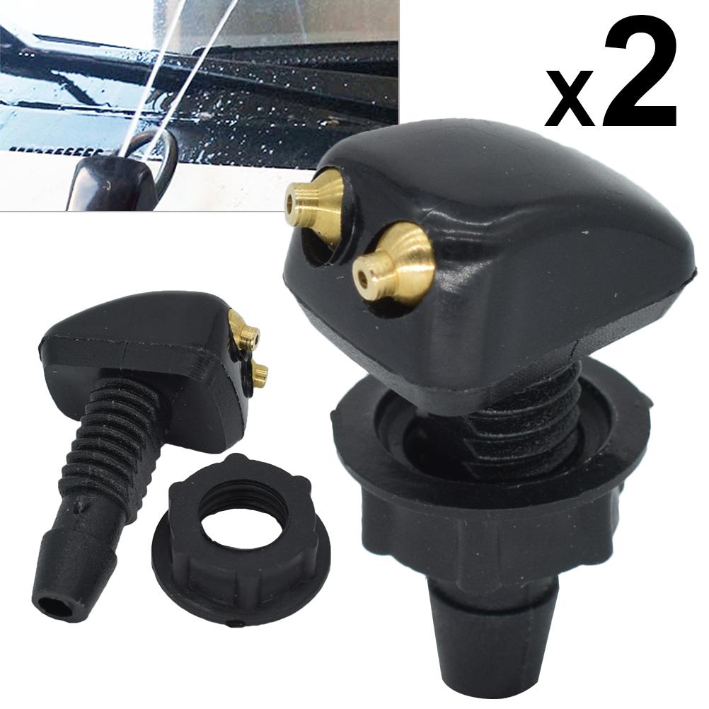 2x Universal Front Windshield Washer Wiper Nozzle Sprayer Sprinkler Water Spout Outlet For Toyota Mazda Hyundai