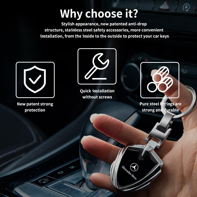 1 stk Bilemblem Stying Metall Nøkkelringer Skjoldformet Nøkkelring For Mercedes Benz AMG W203 W206 W220 W205 W211 W212 W201 W210 W168 GLC