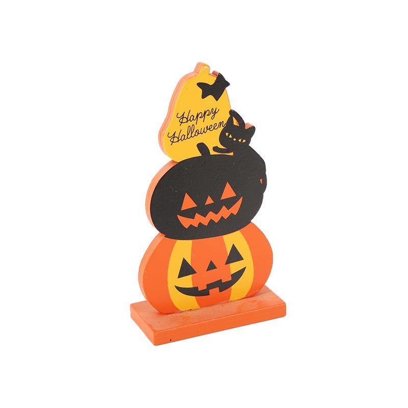Halloween Pumpkin Ornament Halloween Party Decoration Wooden Crafts Creative Haunted House Tomb Wooden Ornament