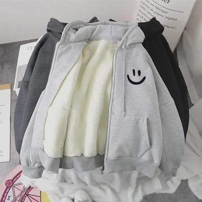 Übergroßes Damen-Sweatshirt aus Plüsch-Baumwolle mit dickem Lammfell-Imitat für Herbst und Winter.