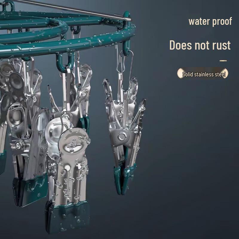 Yonglian Round 24-Clip Non-Slip Dipped Plastic Sock Hanger