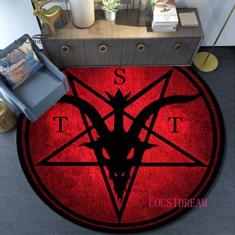 Vyrobeno v PRC Satanic Koberec Domácí Dekorativní Kulatý Koberec Měkký Módní Koberec Ložnice Protiskluzová podložka Podložka na židli Koberec Evil