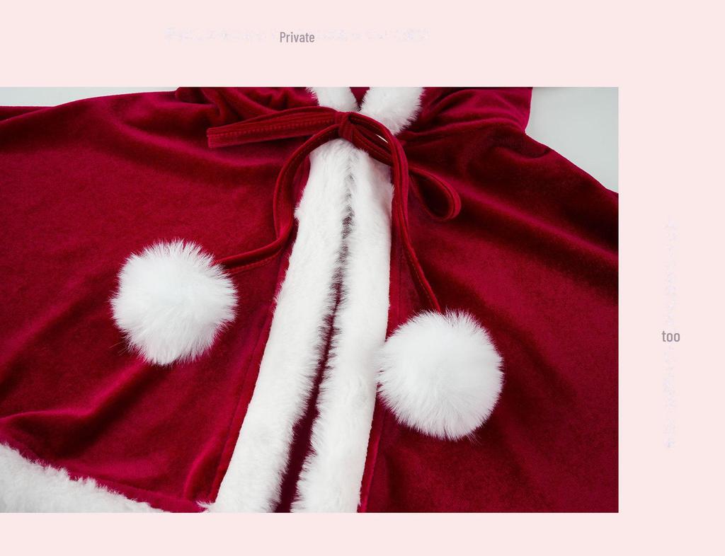 Festive Little Red Riding Hood Plush Jumpsuit - Sexy Christmas Gift Set C1034
