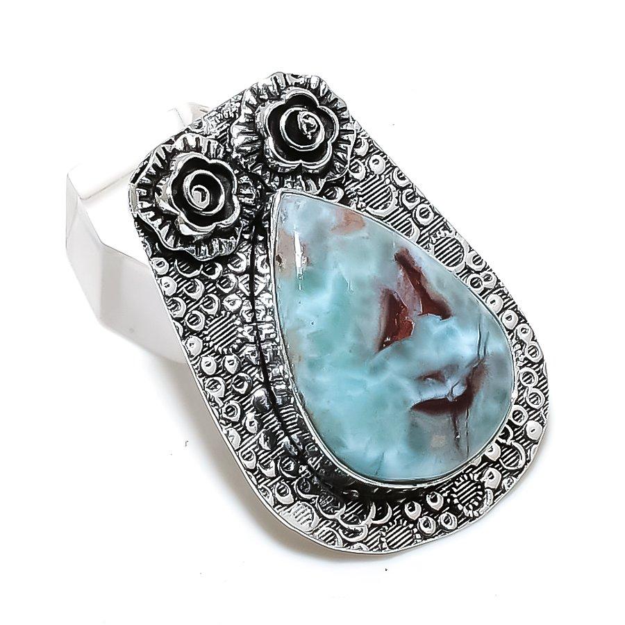 Caribbean Larimar Handmade 925 Sterling Silver Jewelry Pendant 1.77" P3S34