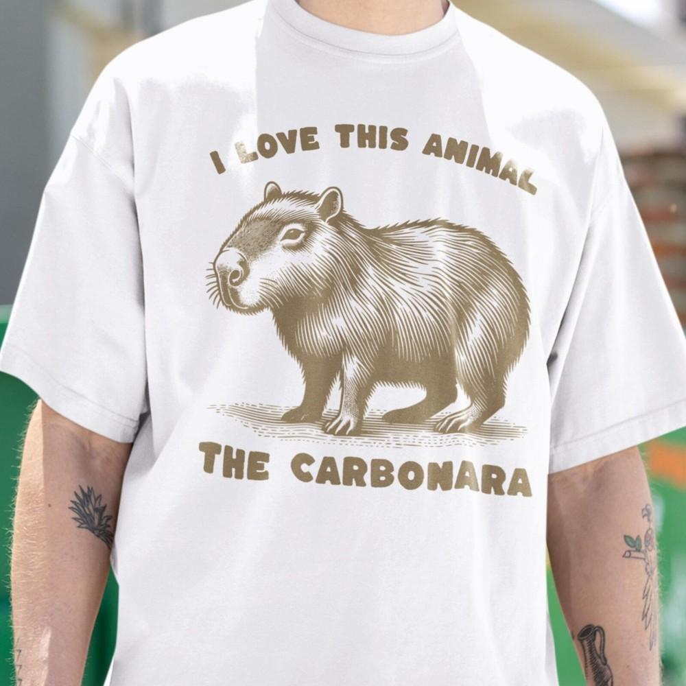 The Carbonara Capybara T-Shirt, Animal Lover Tee, Capybara Lover T-Shirt, Cute A Unisex T-Shirt XXL