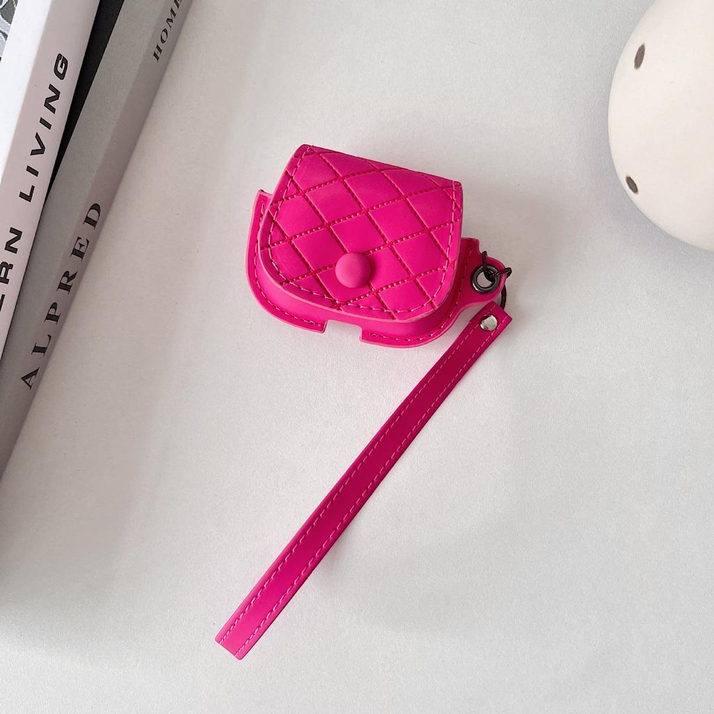 New AirPods Earphone Case Skin-sensitive Leather Apple Bluetooth Machine Anti-drop Earphone Case Hand Rope Embossed Plaid